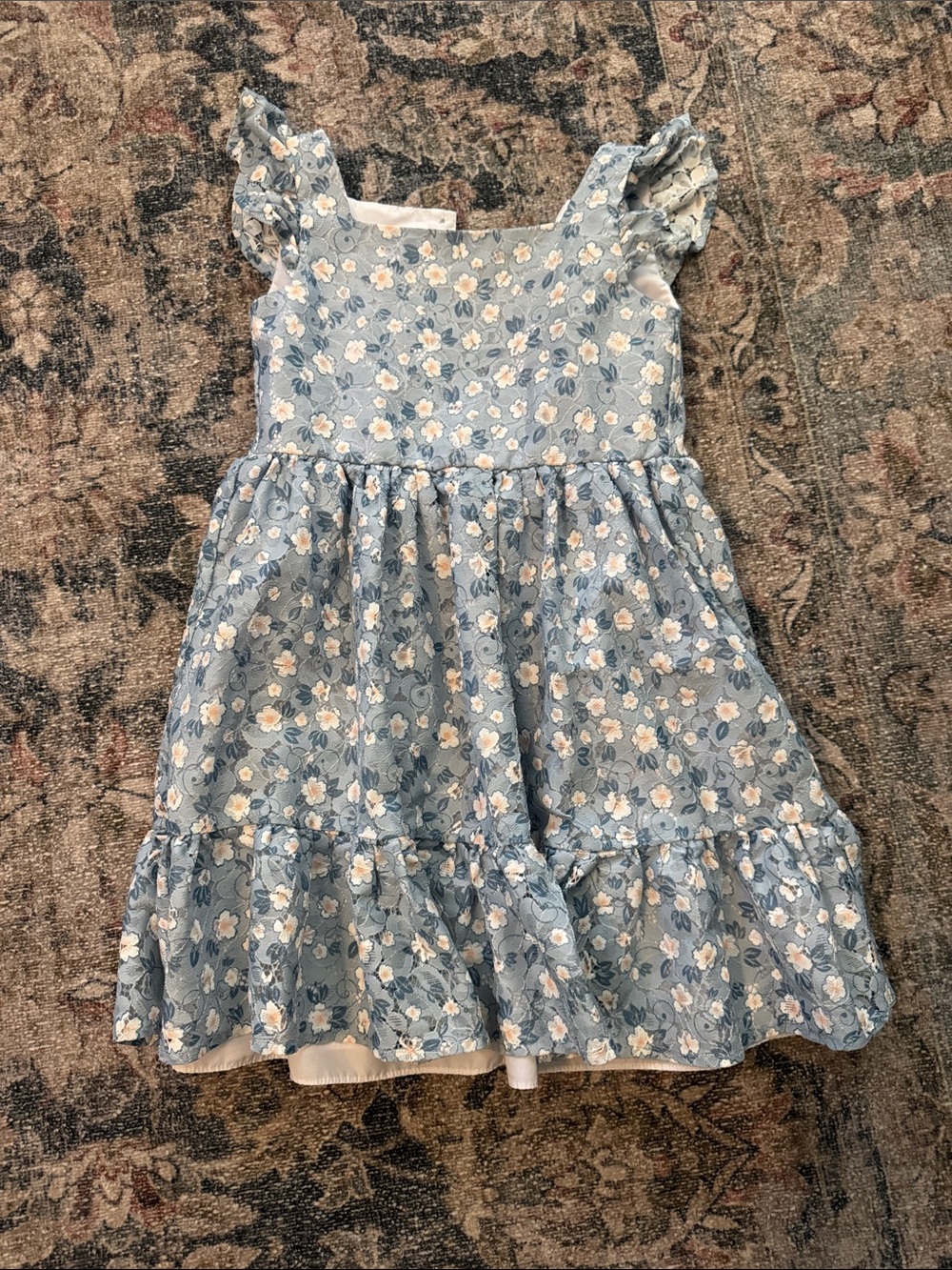 Pippa & Julie Blue Floral Ruffle Sundress